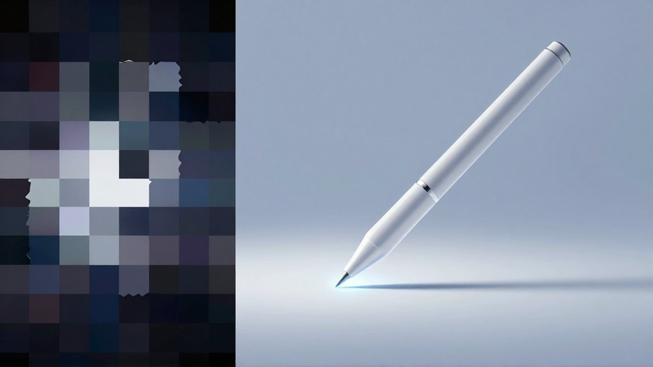 Comparación entre una fotografía pixelada con bordes irregulares y una curva vectorial suave y precisa.